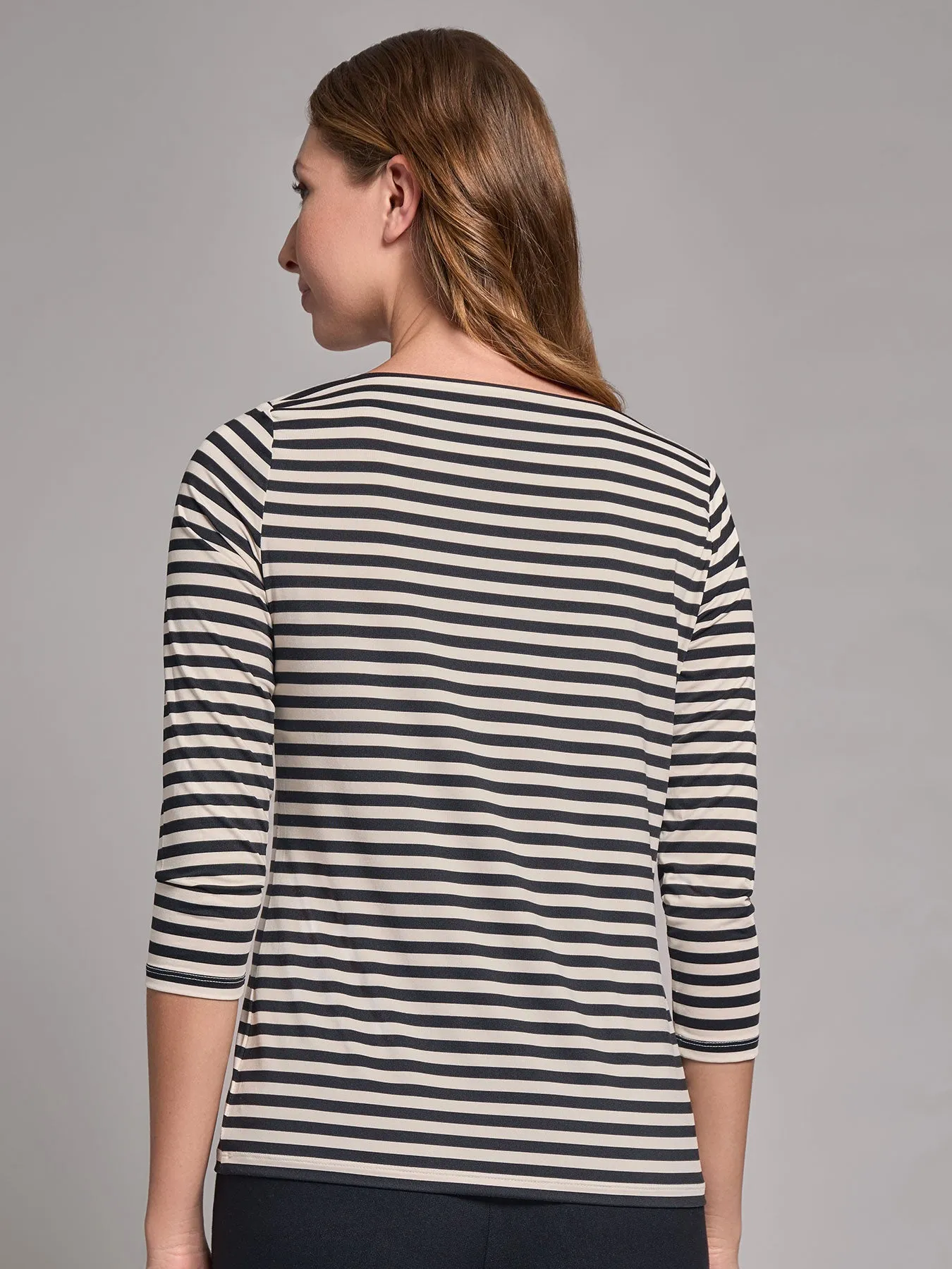Stripe Button Shoulder Jersey Top sold by Jones New York product image thumbnail 4