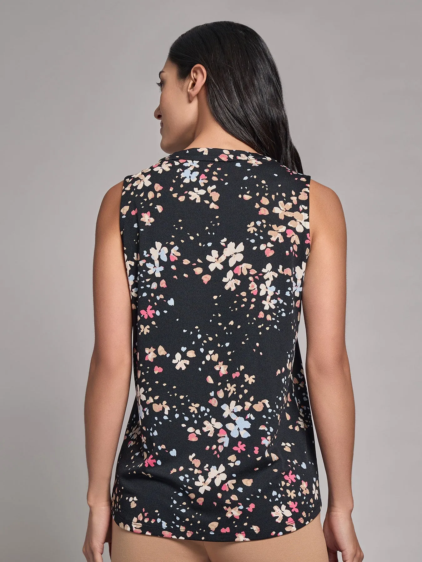 Printed Sleeveless V-Neck Top, Moss Crepe sold by Jones New York product image thumbnail 3