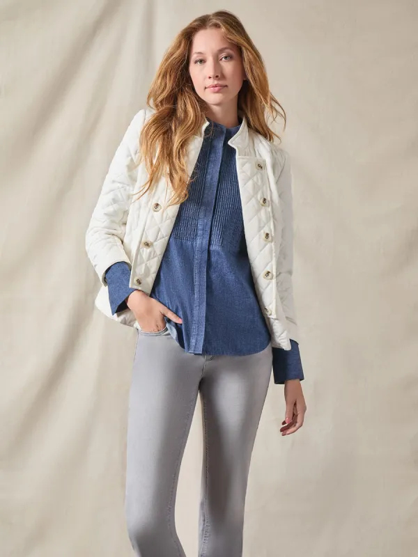 Quilted Button-Detail Military Band Jacket sold by Jones New York