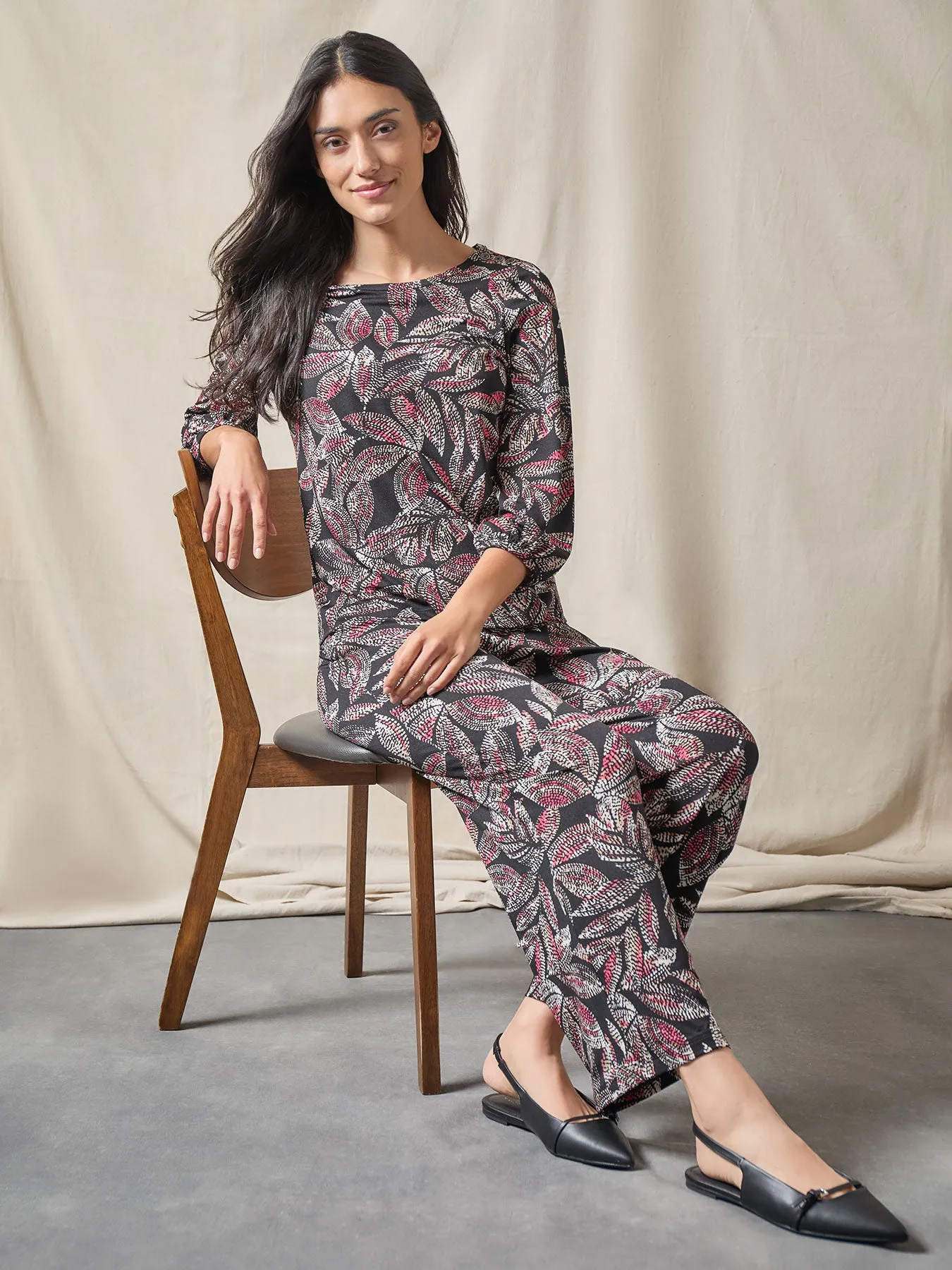 Print Pull-On Crop Wide Leg Pants, Moss Crepe sold by Jones New York product image thumbnail 5