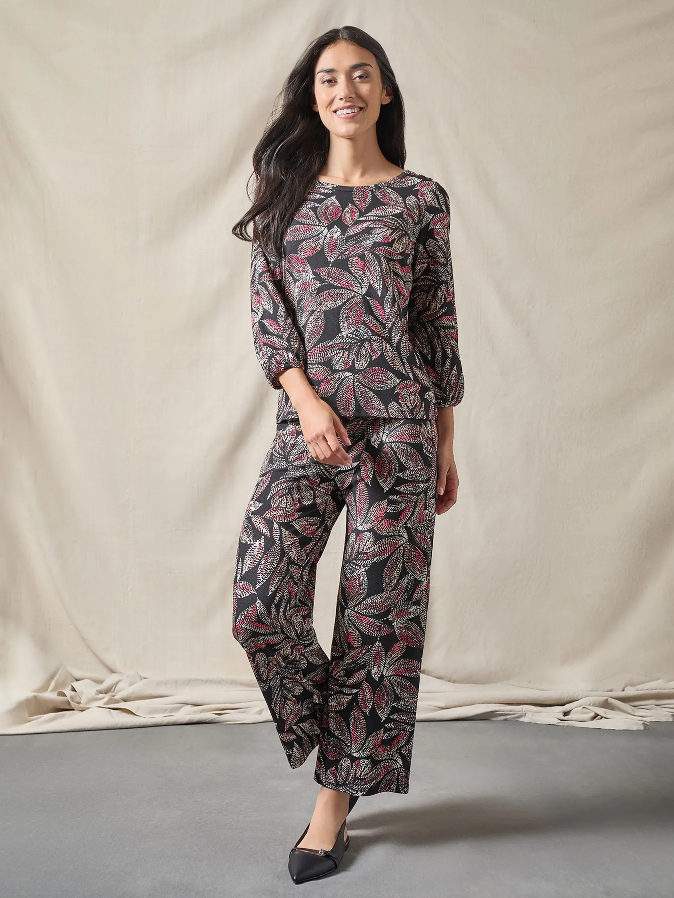 Print Pull-On Crop Wide Leg Pants, Moss Crepe sold by Jones New York product image thumbnail 2