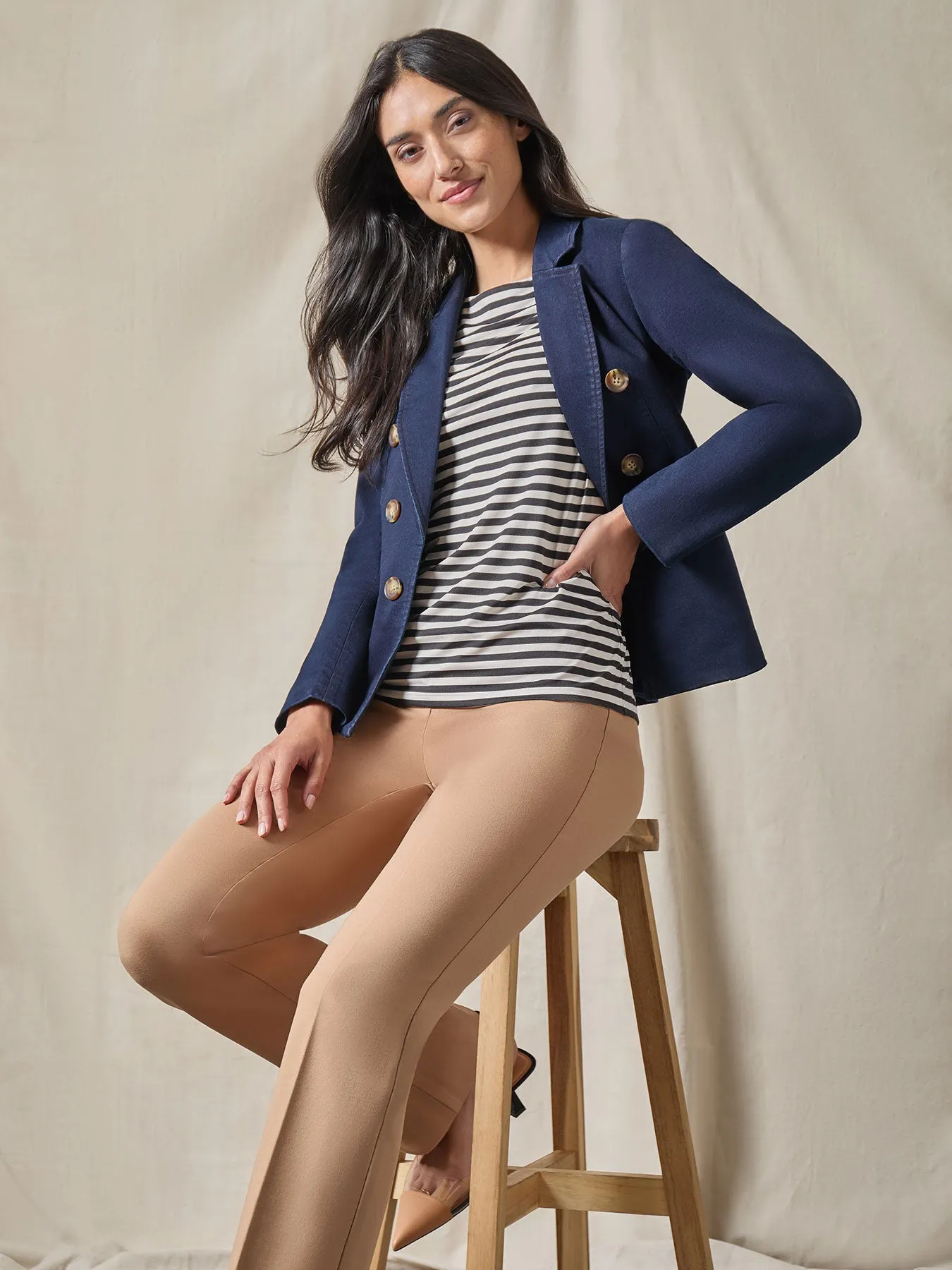 Petite Denim Faux Double-Breasted Jacket sold by Jones New York product image thumbnail 5