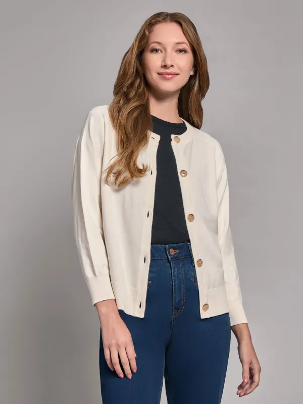 Button-Front Saddle Shoulder Cardigan sold by Jones New York
