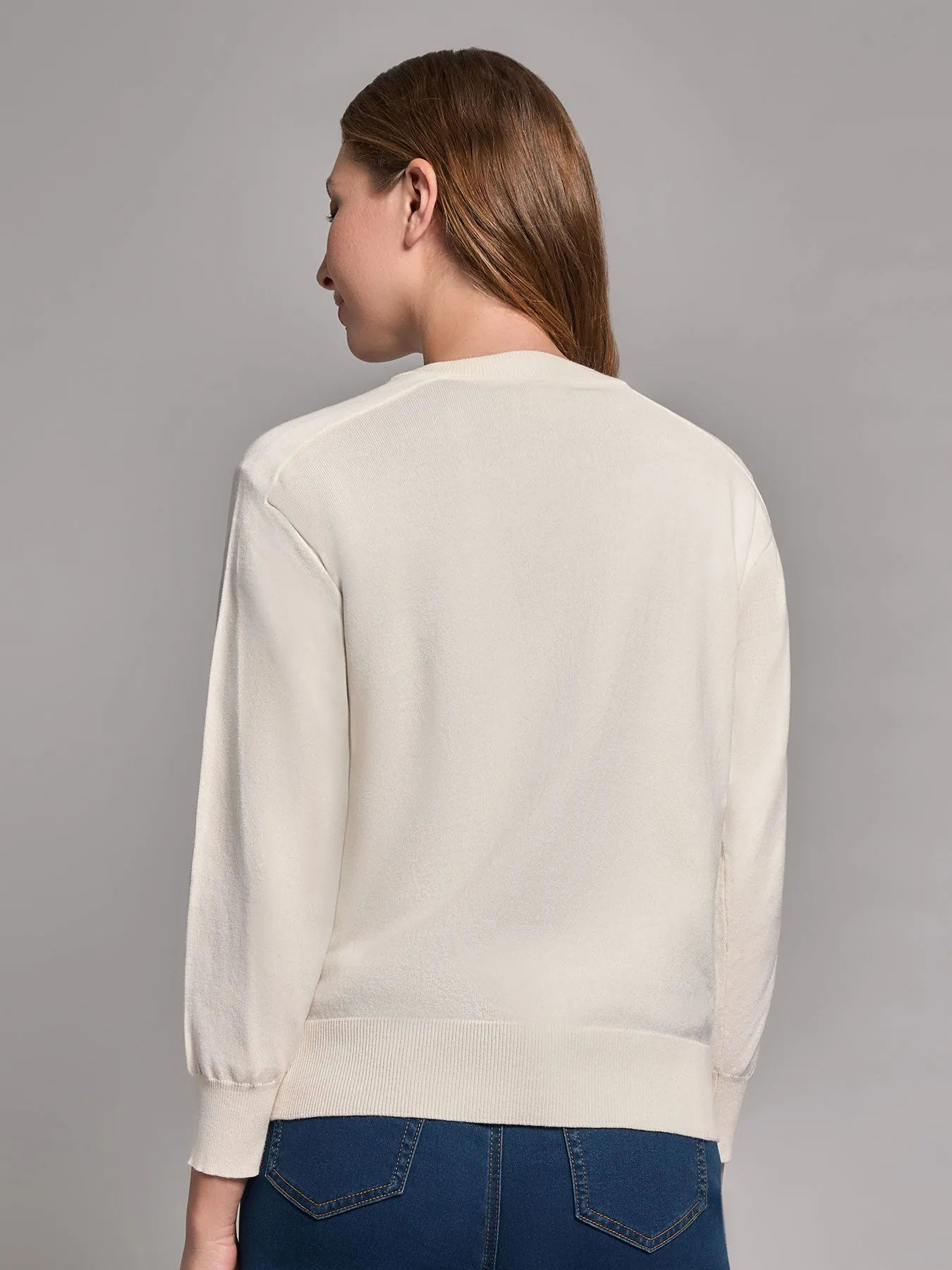 Button-Front Saddle Shoulder Cardigan sold by Jones New York product image thumbnail 3