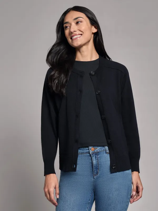 Button-Front Saddle Shoulder Cardigan sold by Jones New York