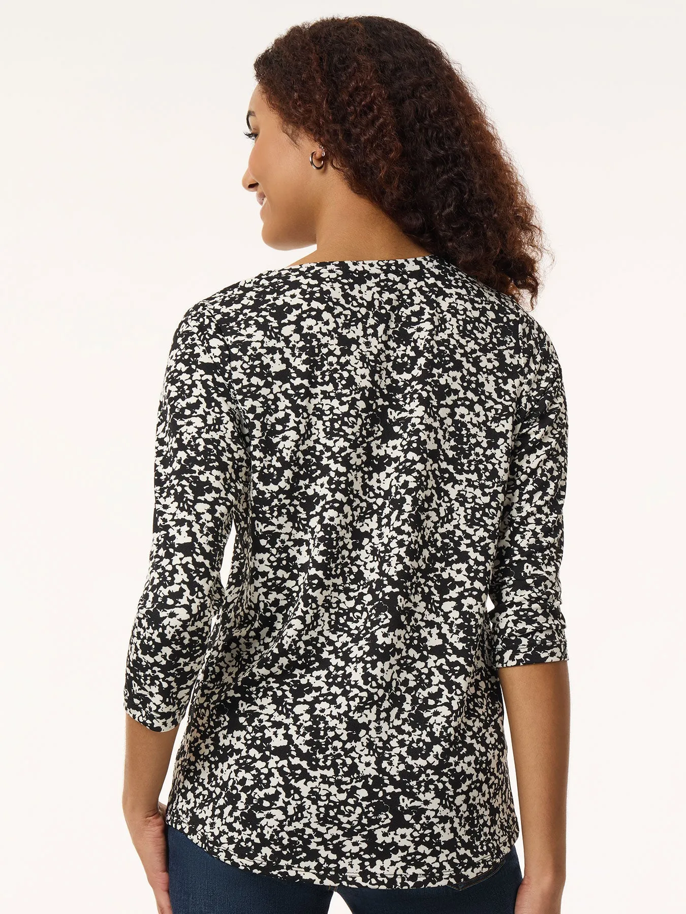 Printed Keyhole Neckline Top, Moss Crepe sold by Jones New York product image thumbnail 3