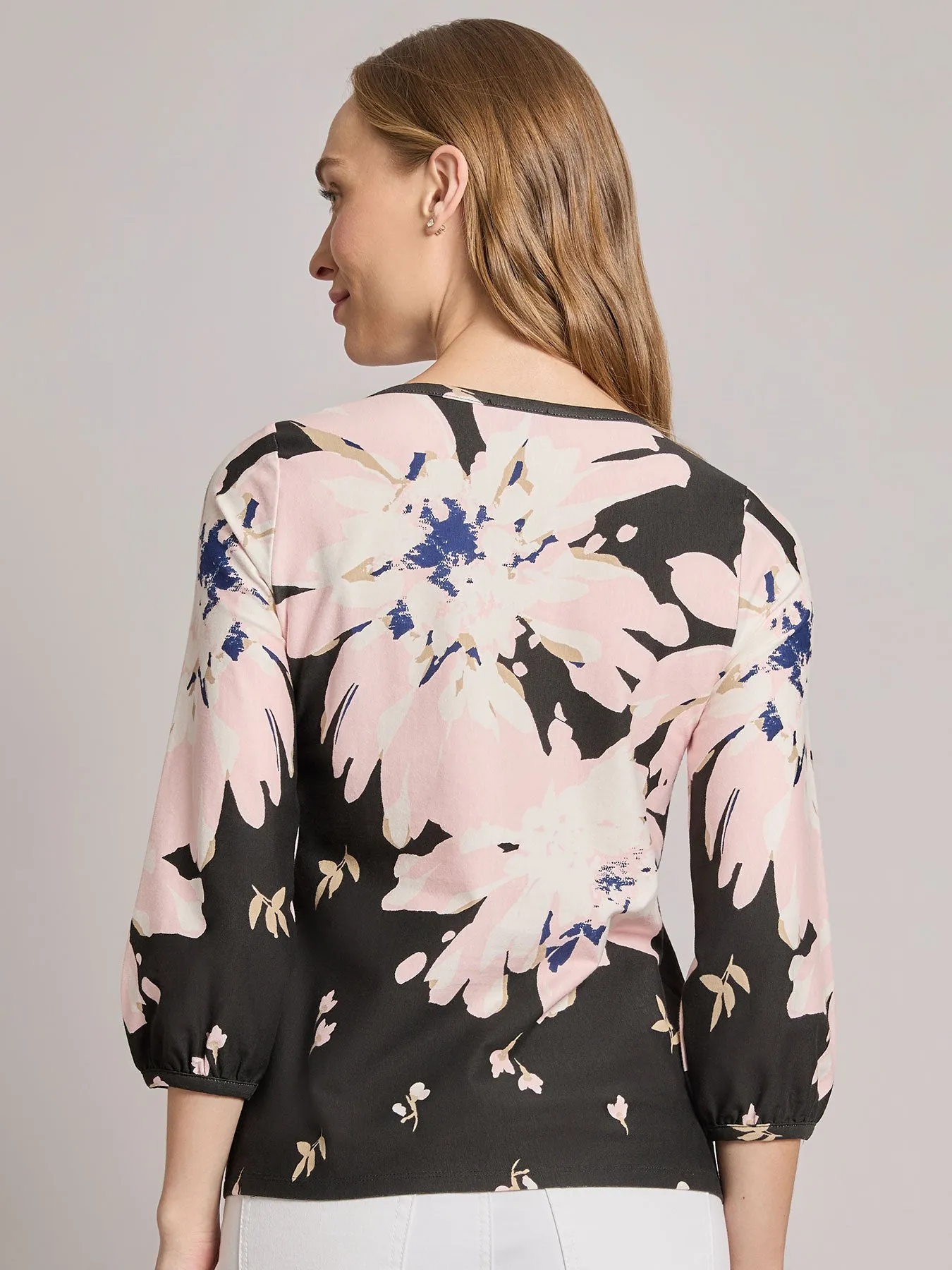 Printed Puff Sleeve Top, Moss Crepe sold by Jones New York product image thumbnail 3