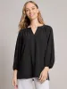 Petite Print V-Neck Pleated Kelly Blouse, Jacquard sold by Jones New York