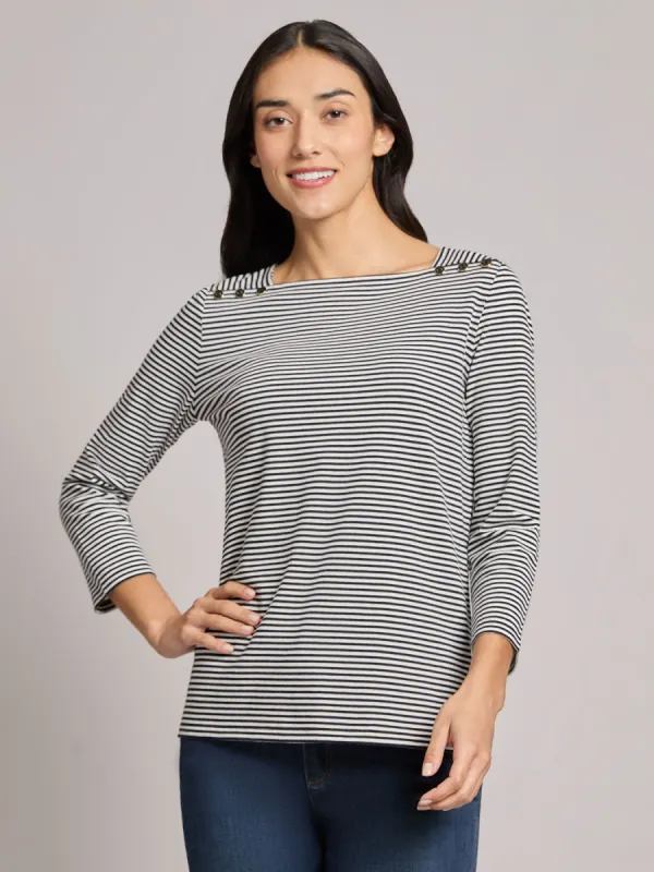 Petite Square Neck Stripe Top sold by Jones New York