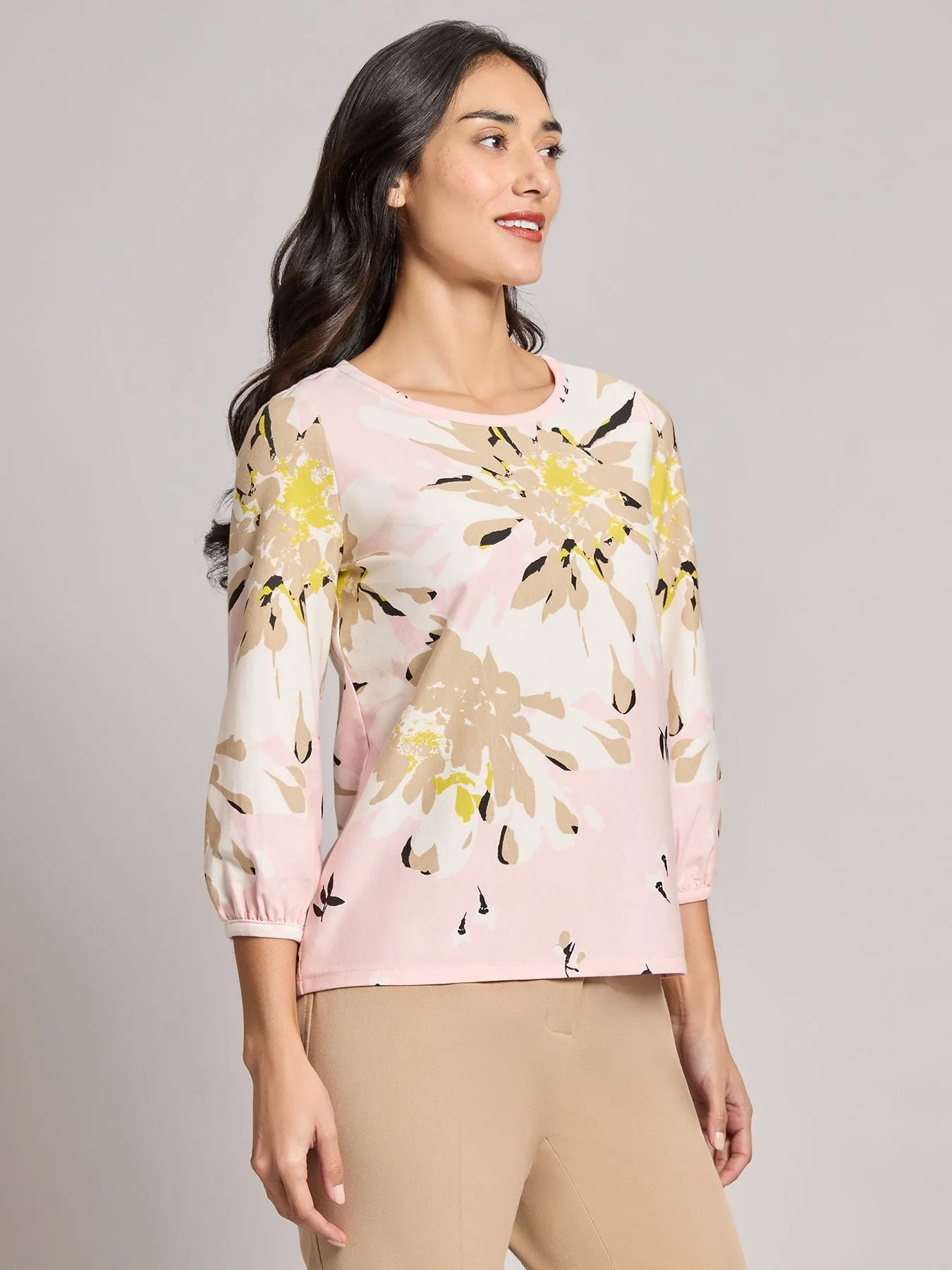 Printed Puff Sleeve Top, Moss Crepe sold by Jones New York product image thumbnail 2