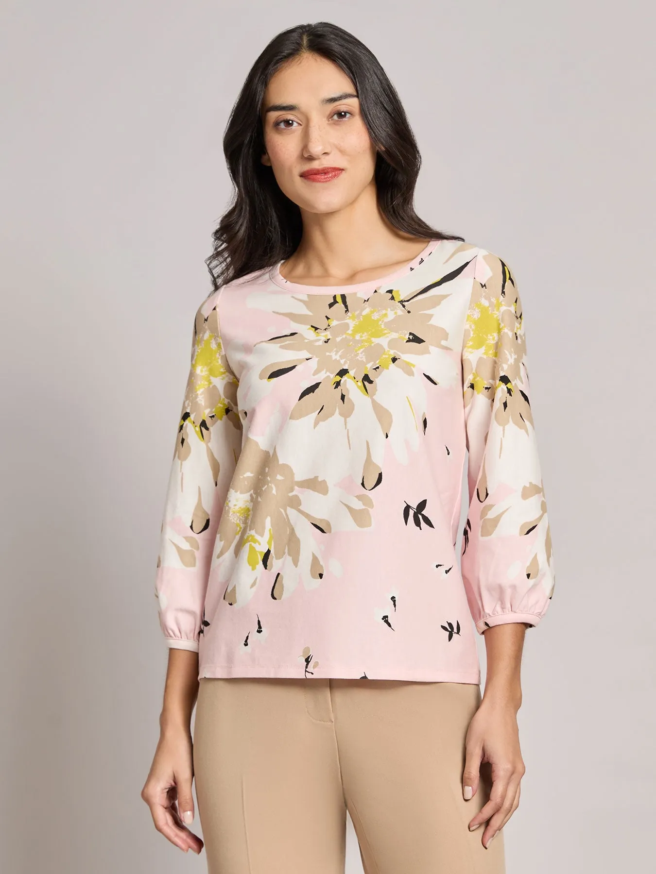 Printed Puff Sleeve Top, Moss Crepe sold by Jones New York