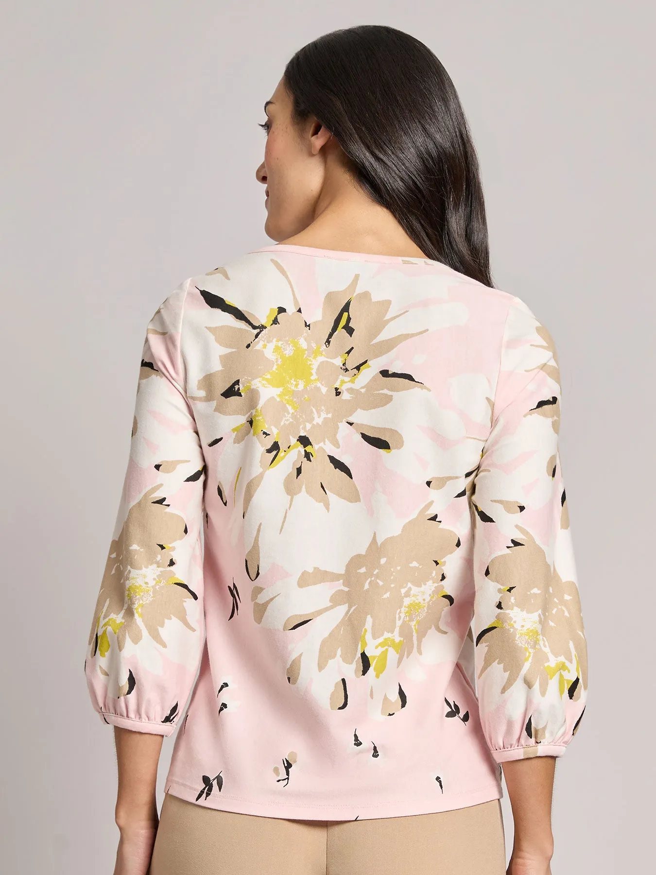 Printed Puff Sleeve Top, Moss Crepe sold by Jones New York product image thumbnail 3