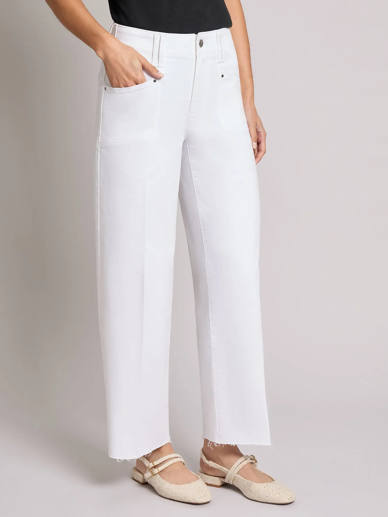 Petite Patch Pocket Wide Leg Denim, Soft White sold by Jones New York product image thumbnail 2