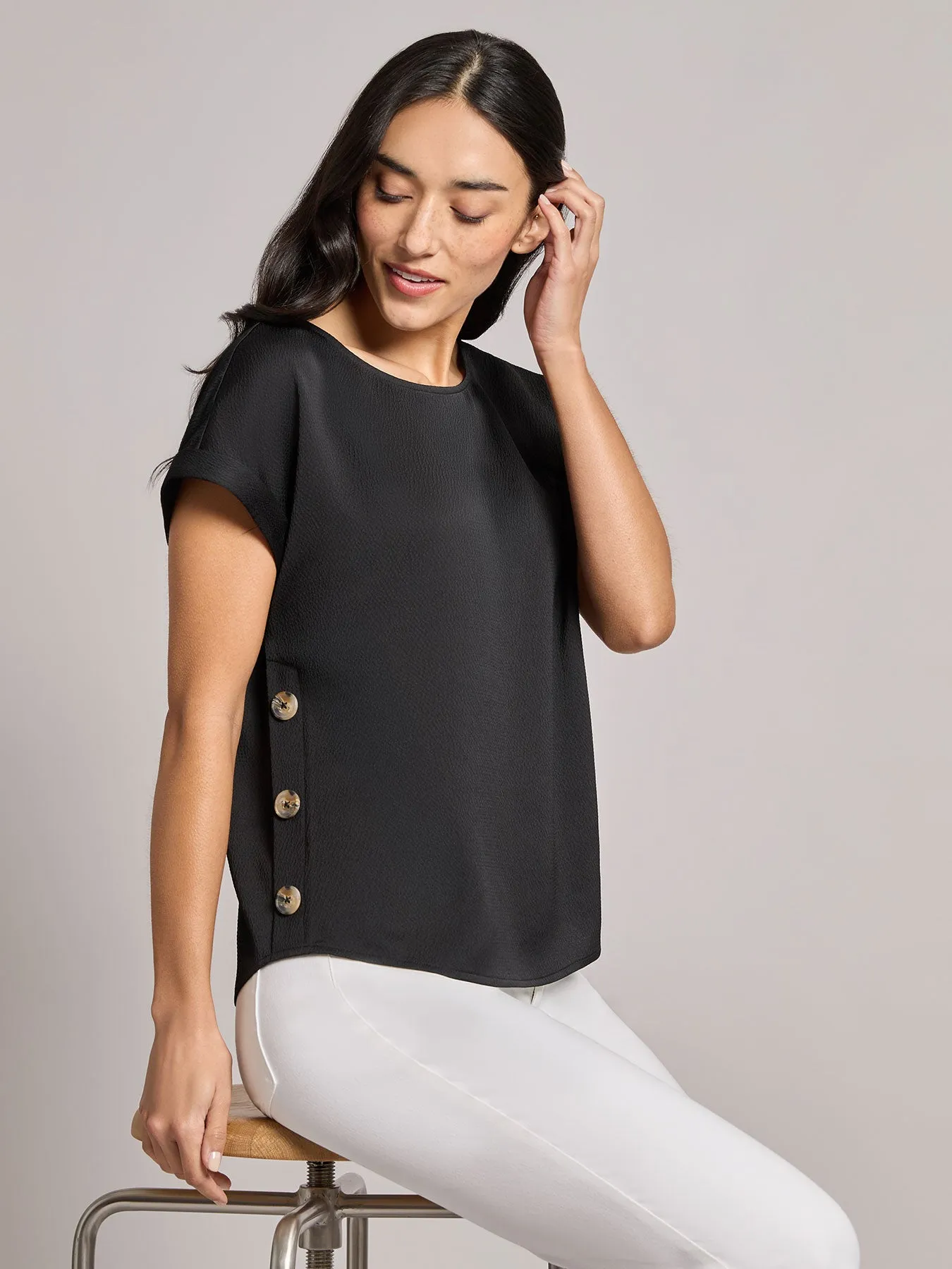 Button Detail Blouse, Hammered Satin sold by Jones New York product image thumbnail 4