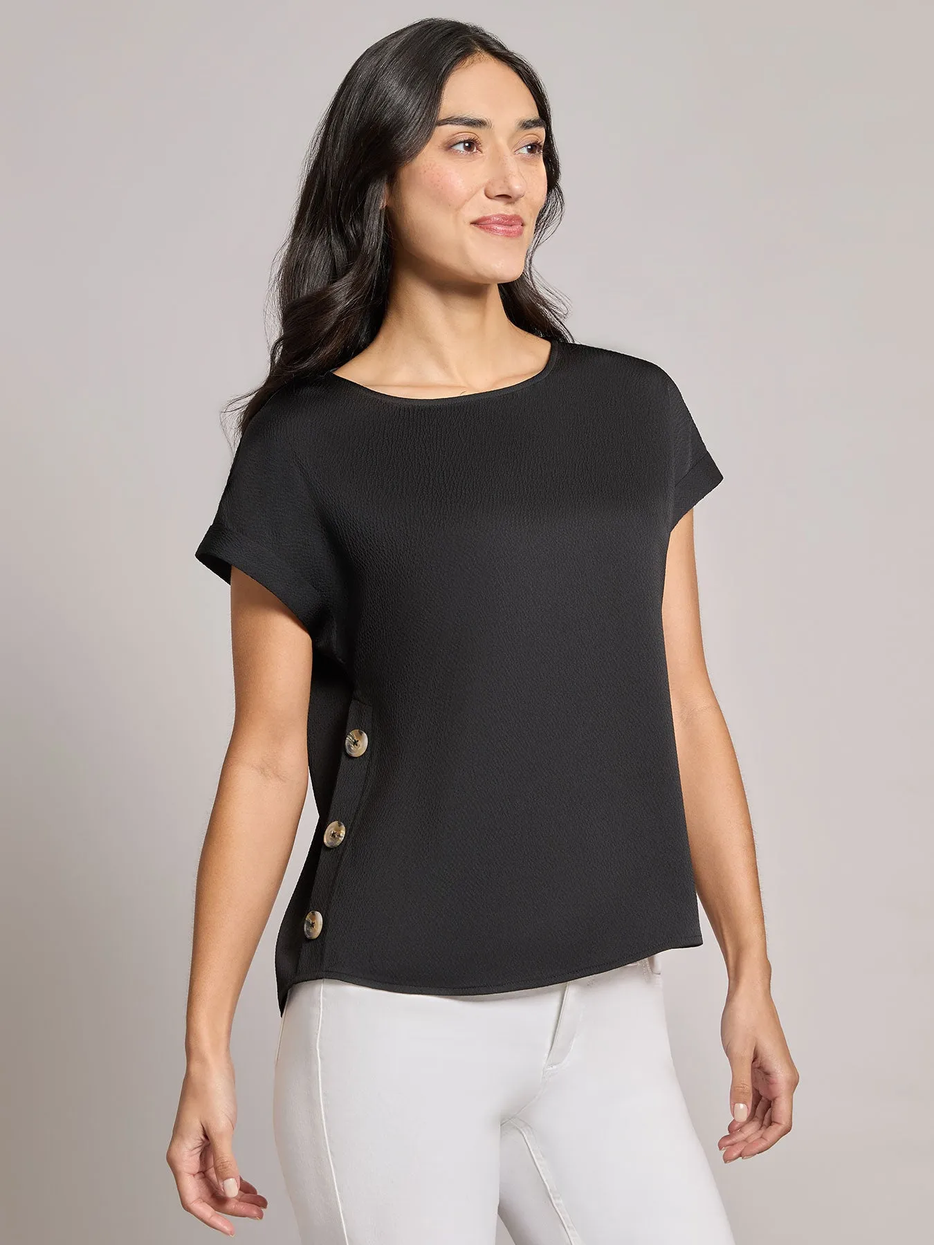 Button Detail Blouse, Hammered Satin sold by Jones New York product image thumbnail 2