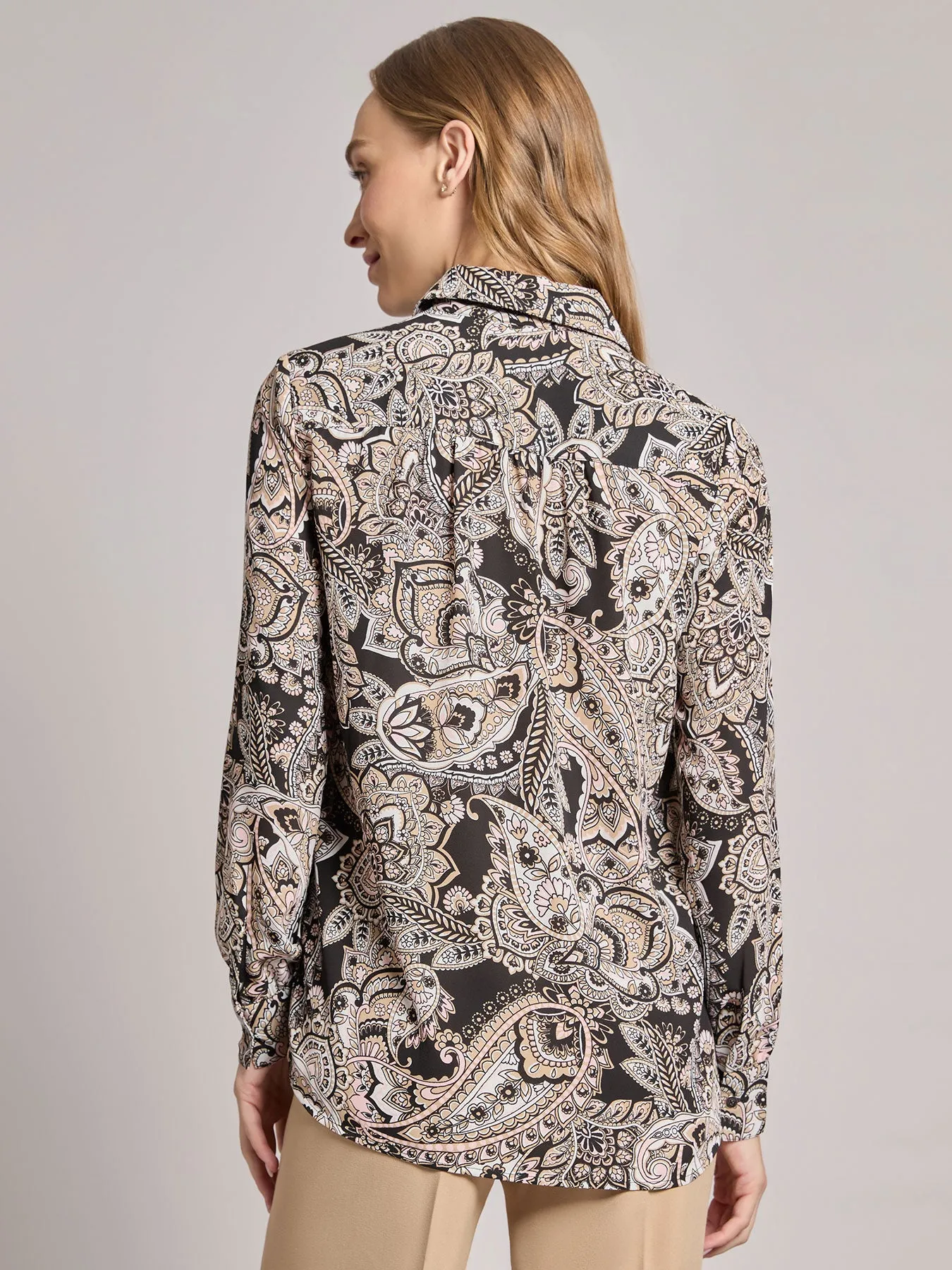 Long Sleeve Collared Popover Blouse, Jasper Crepe sold by Jones New York product image thumbnail 3