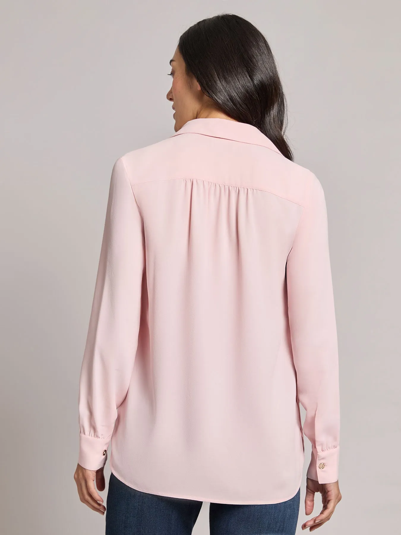 Long Sleeve Collared Popover Blouse, Jasper Crepe sold by Jones New York product image thumbnail 3