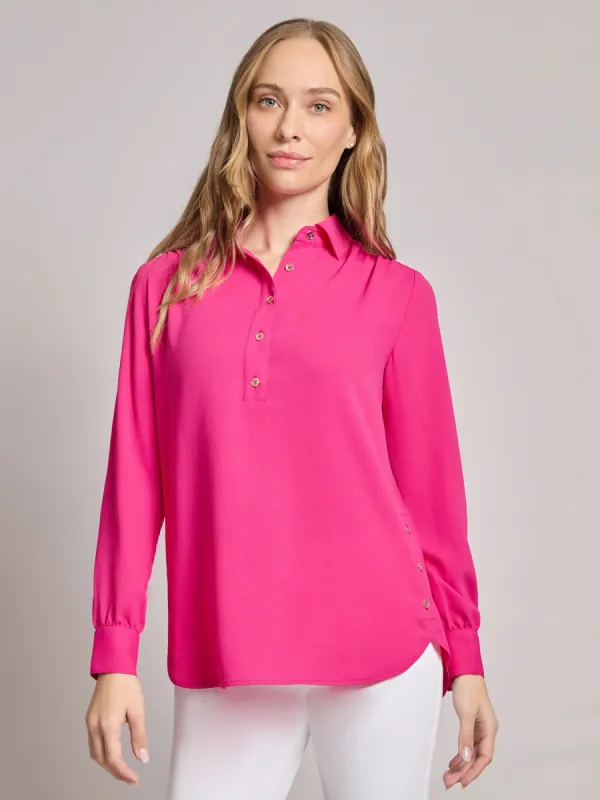 Long Sleeve Collared Popover Blouse, Jasper Crepe sold by Jones New York