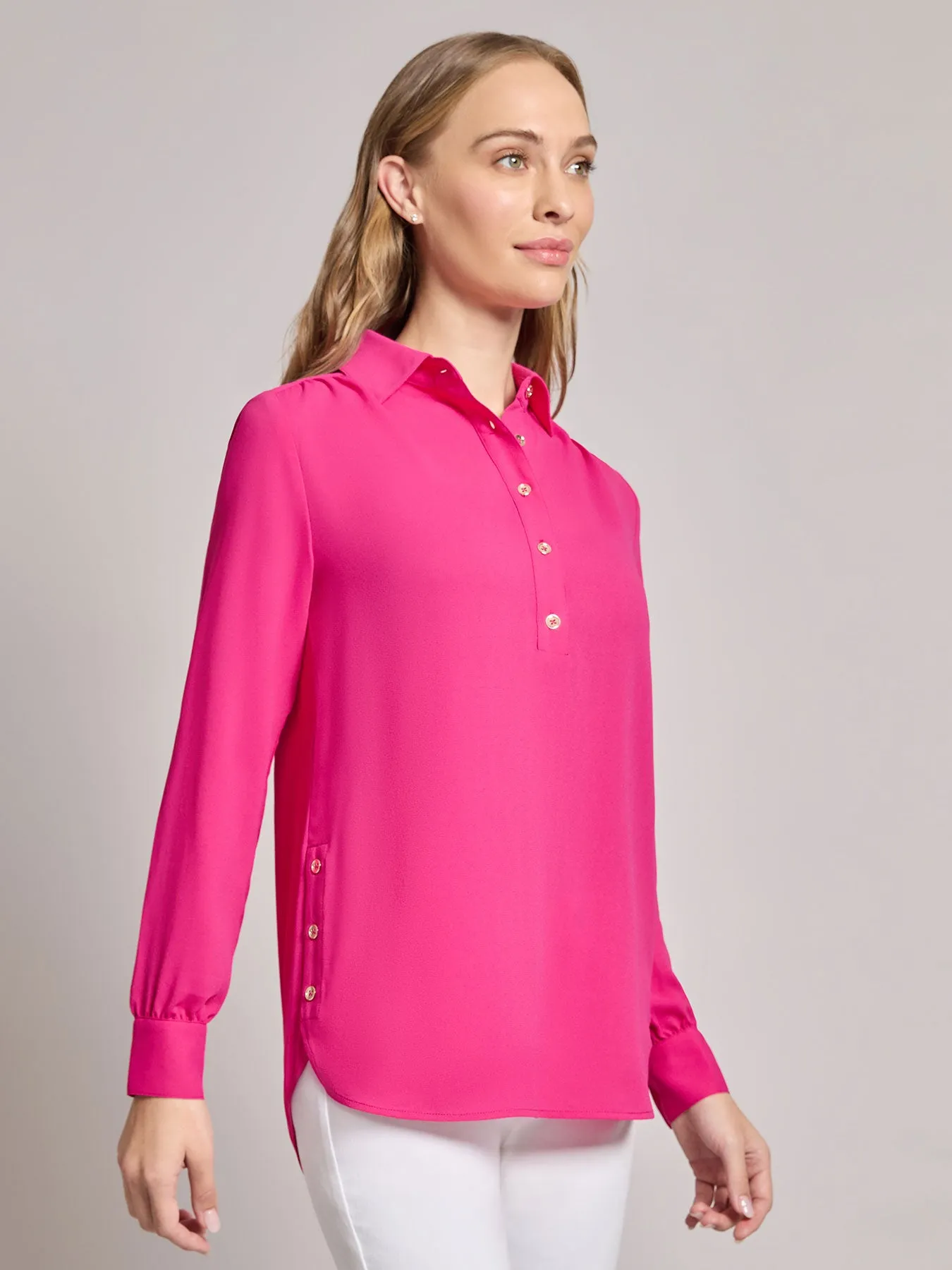 Long Sleeve Collared Popover Blouse, Jasper Crepe sold by Jones New York product image thumbnail 2