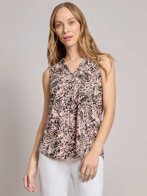 Sleeveless V-Neck Pleat Front Blouse sold by Jones New York