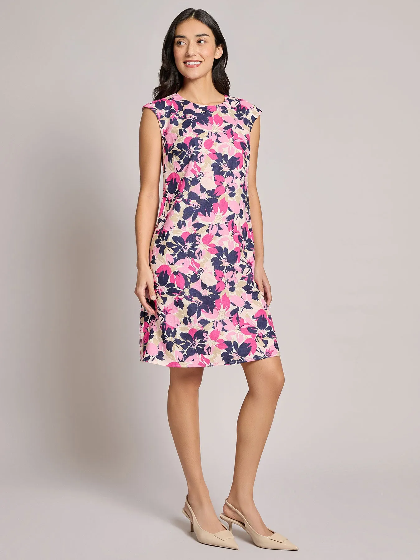 Cap Sleeve Swing Dress, Linen Blend sold by Jones New York product image thumbnail 2