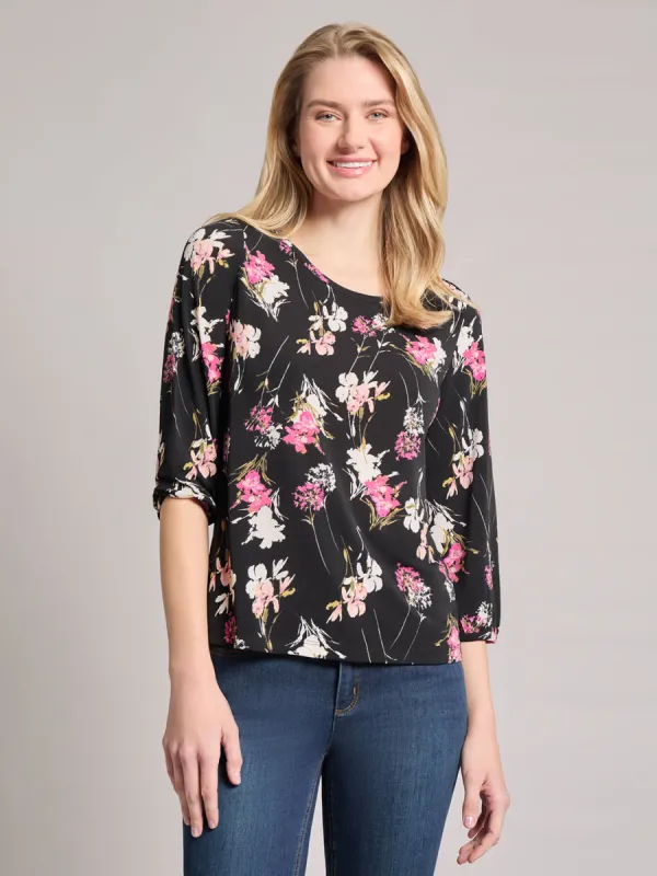 Petite Printed Puff Sleeve Top, Moss Crepe sold by Jones New York