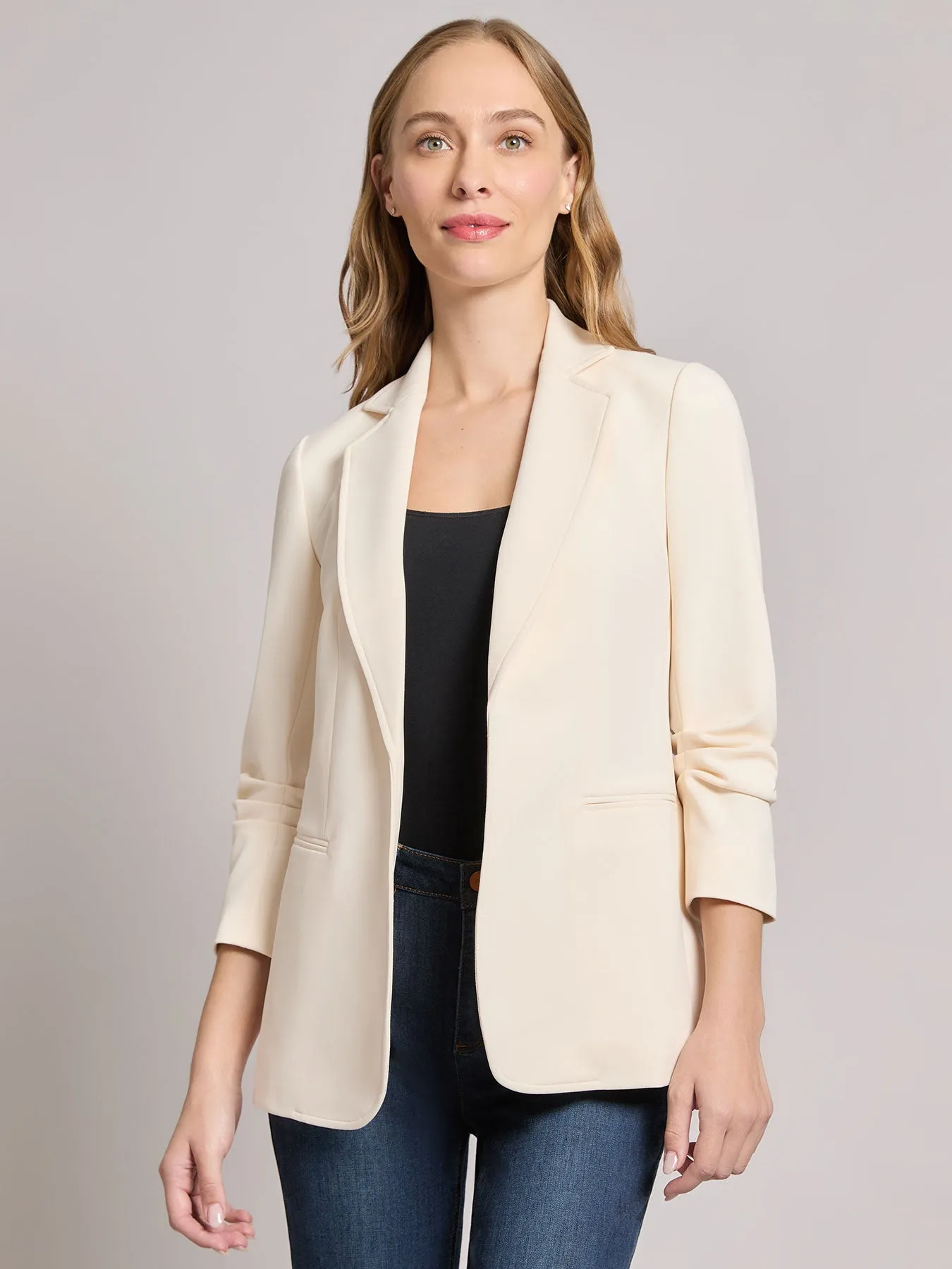 Notch Collar Scrunch Sleeve Jacket sold by Jones New York