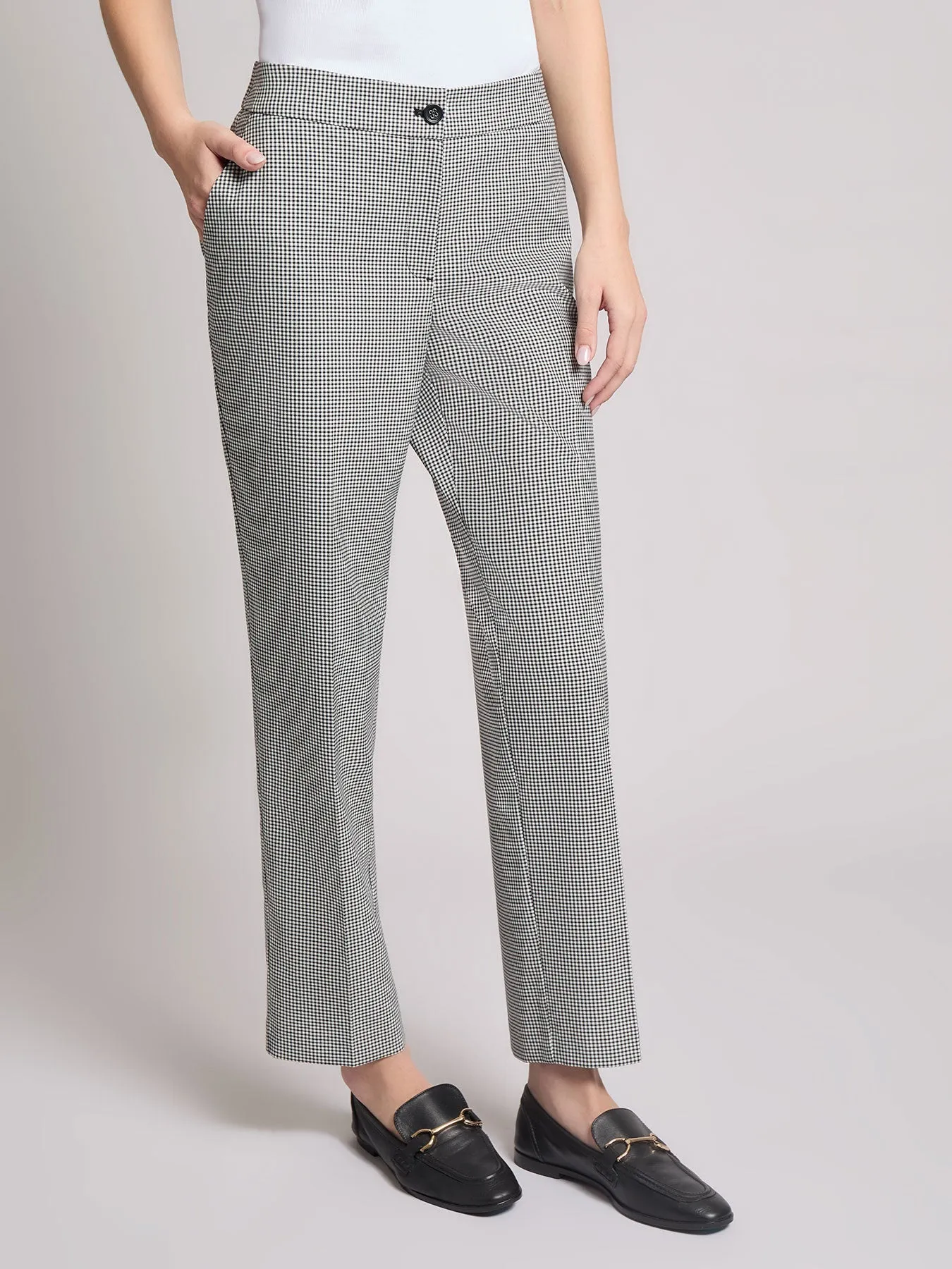 Straight Leg Elastic Back Pant, Gingham sold by Jones New York product image thumbnail 2