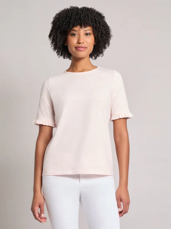 Ruffle Sleeve Stripe Top sold by Jones New York