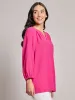 Petite Print V-Neck Pleated Kelly Blouse, Jacquard sold by Jones New York