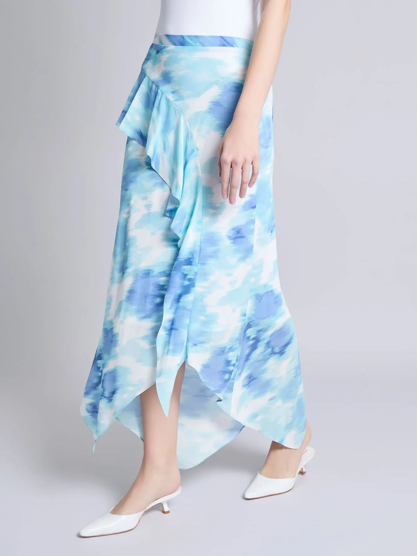 Petite Pull-On Ruffle Trim Midi Skirt sold by Jones New York product image thumbnail 3