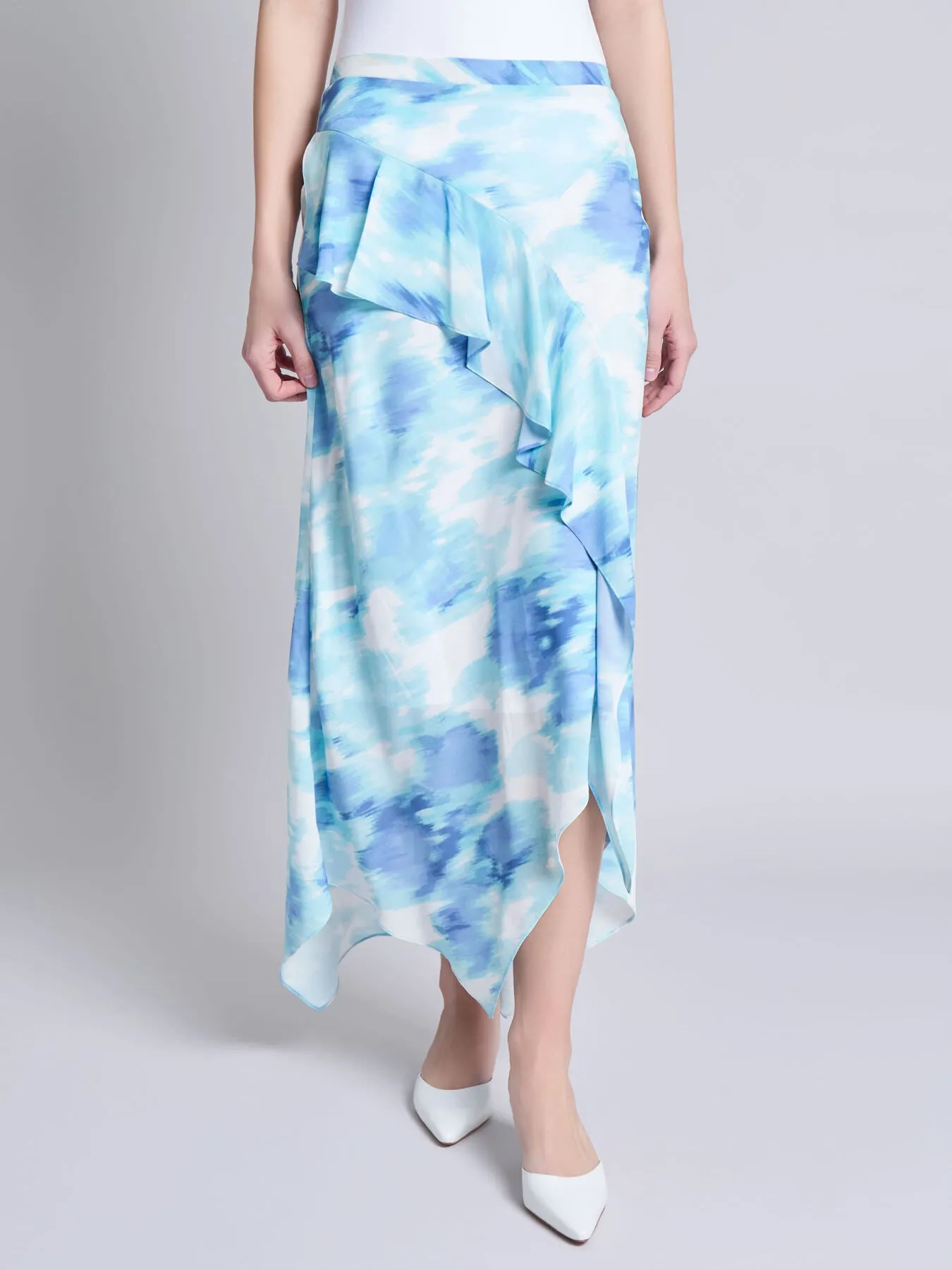 Petite Pull-On Ruffle Trim Midi Skirt sold by Jones New York