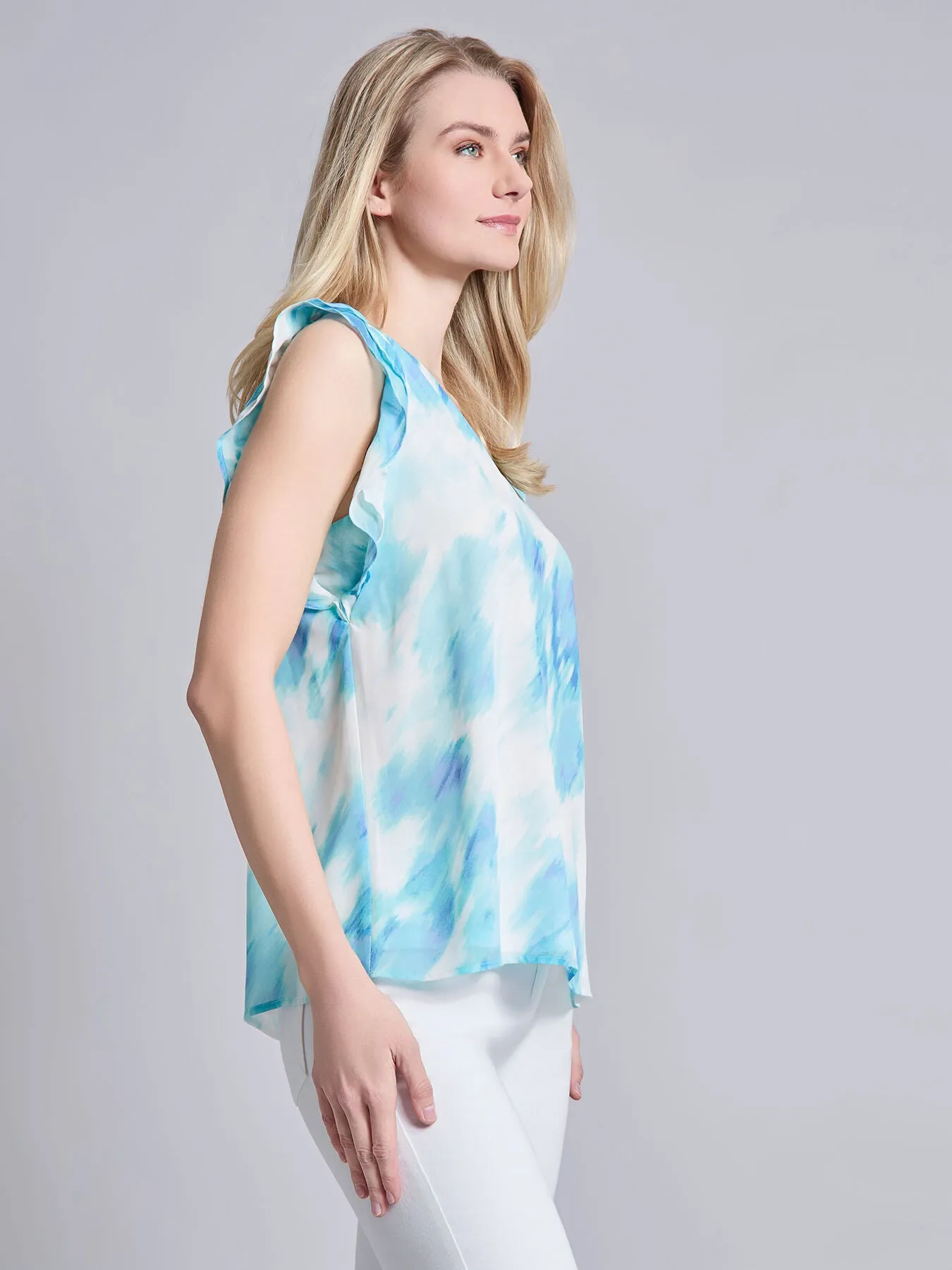 Petite Flutter Sleeve V-Neck Blouse, Crepe De Chine sold by Jones New York product image thumbnail 2