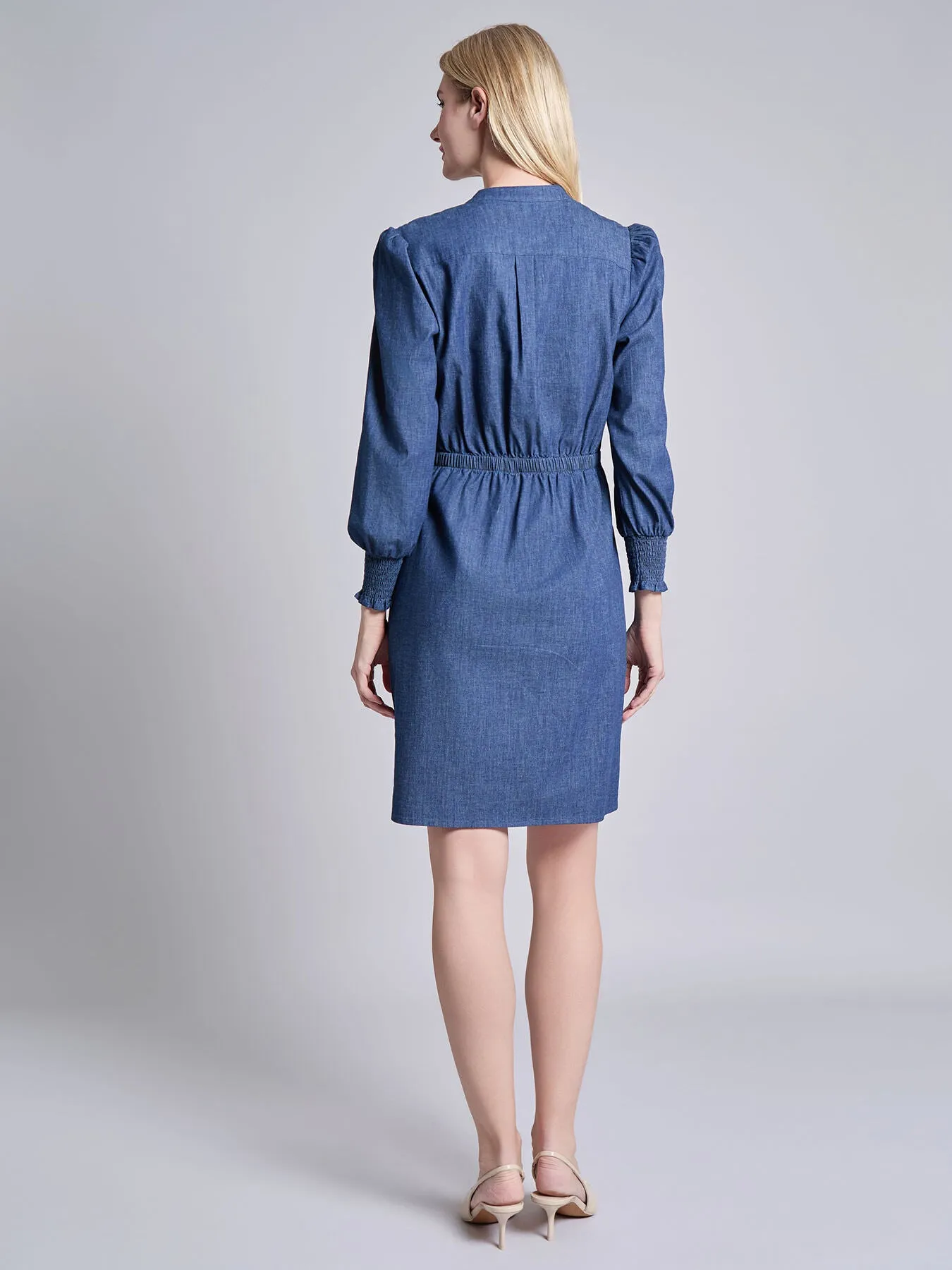 Long Sleeve Smocked Shoulder Dress sold by Jones New York product image thumbnail 3