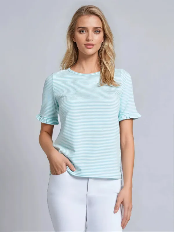 Ruffle Sleeve Stripe Top sold by Jones New York