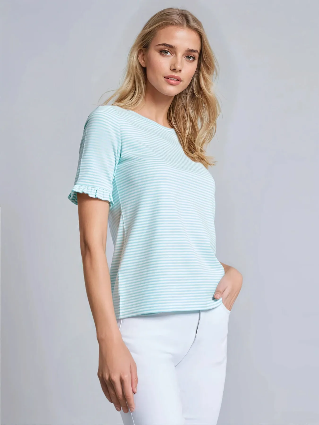 Ruffle Sleeve Stripe Top sold by Jones New York product image thumbnail 2