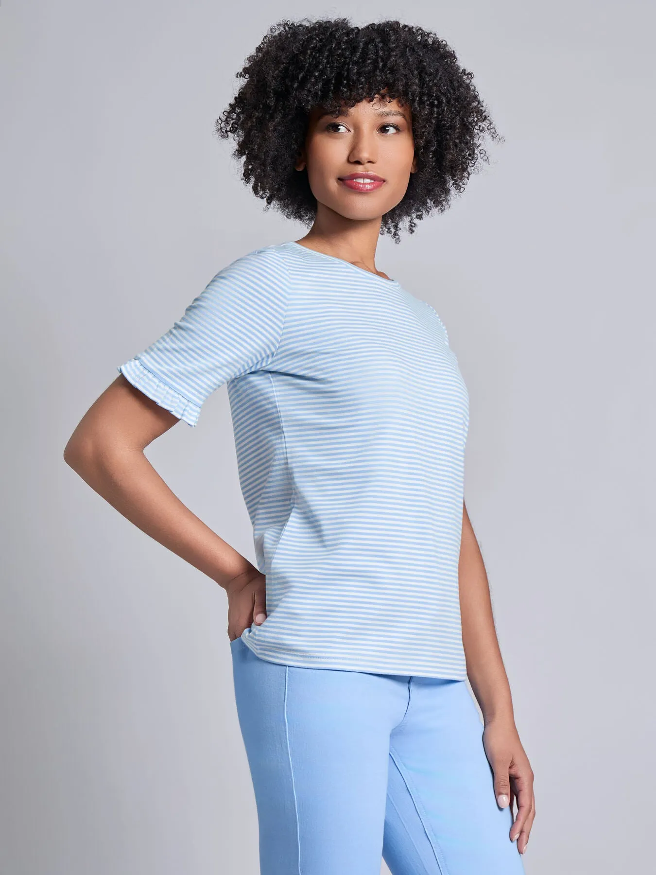 Plus Ruffle Sleeve Stripe Top sold by Jones New York product image thumbnail 2