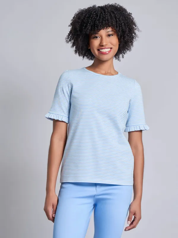 Ruffle Sleeve Stripe Top made by Jones New York