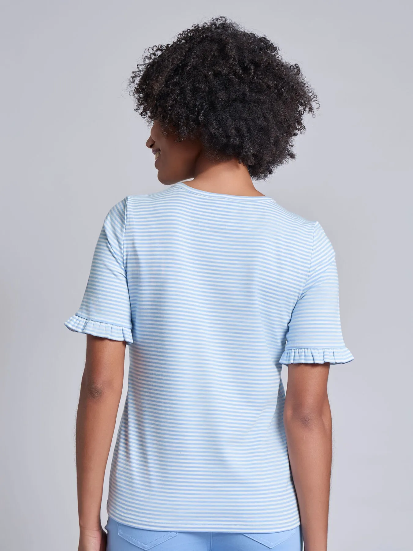 Ruffle Sleeve Stripe Top sold by Jones New York product image thumbnail 3
