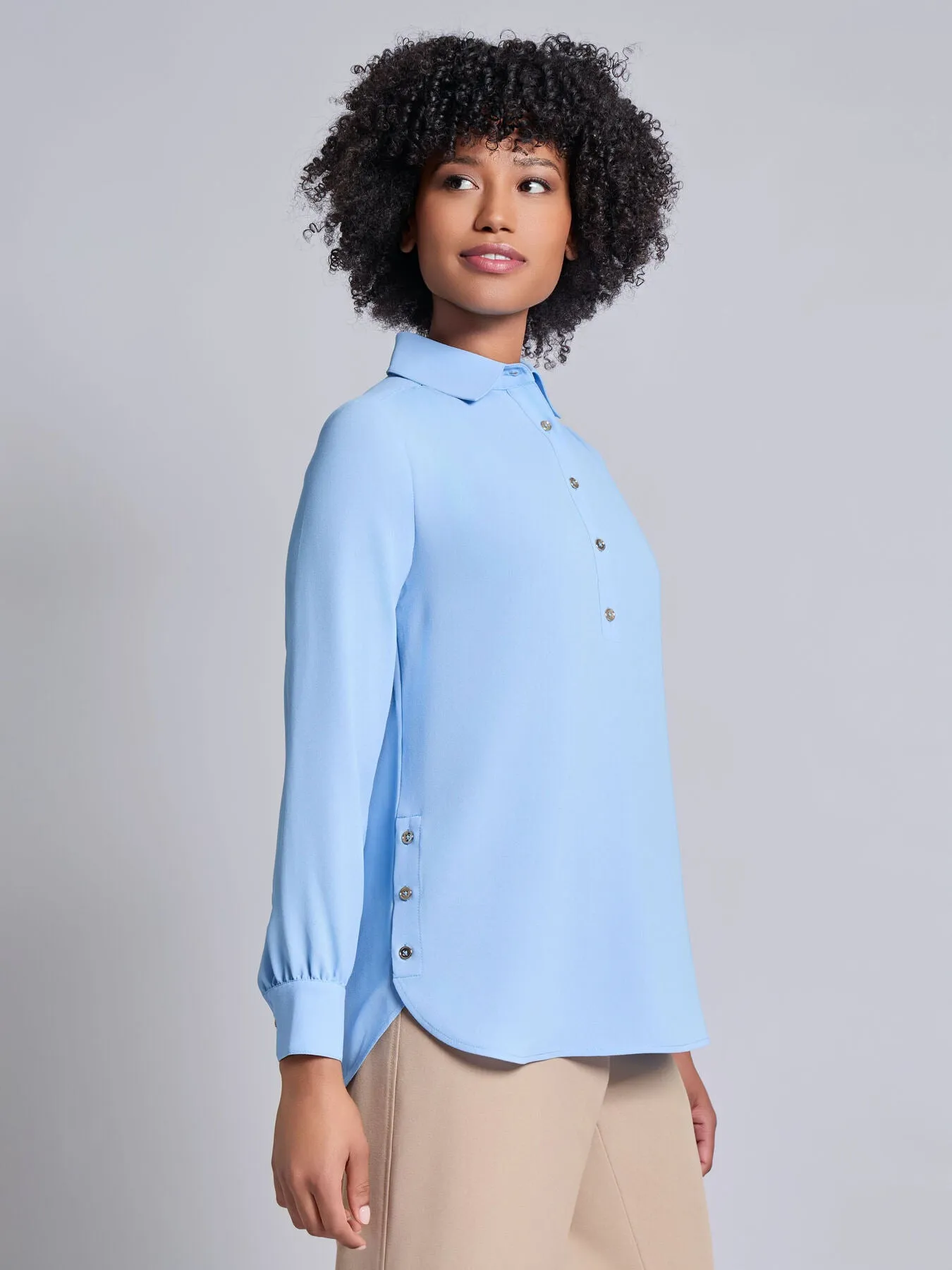 Long Sleeve Collared Popover Blouse, Crepe De Chine sold by Jones New York product image thumbnail 2