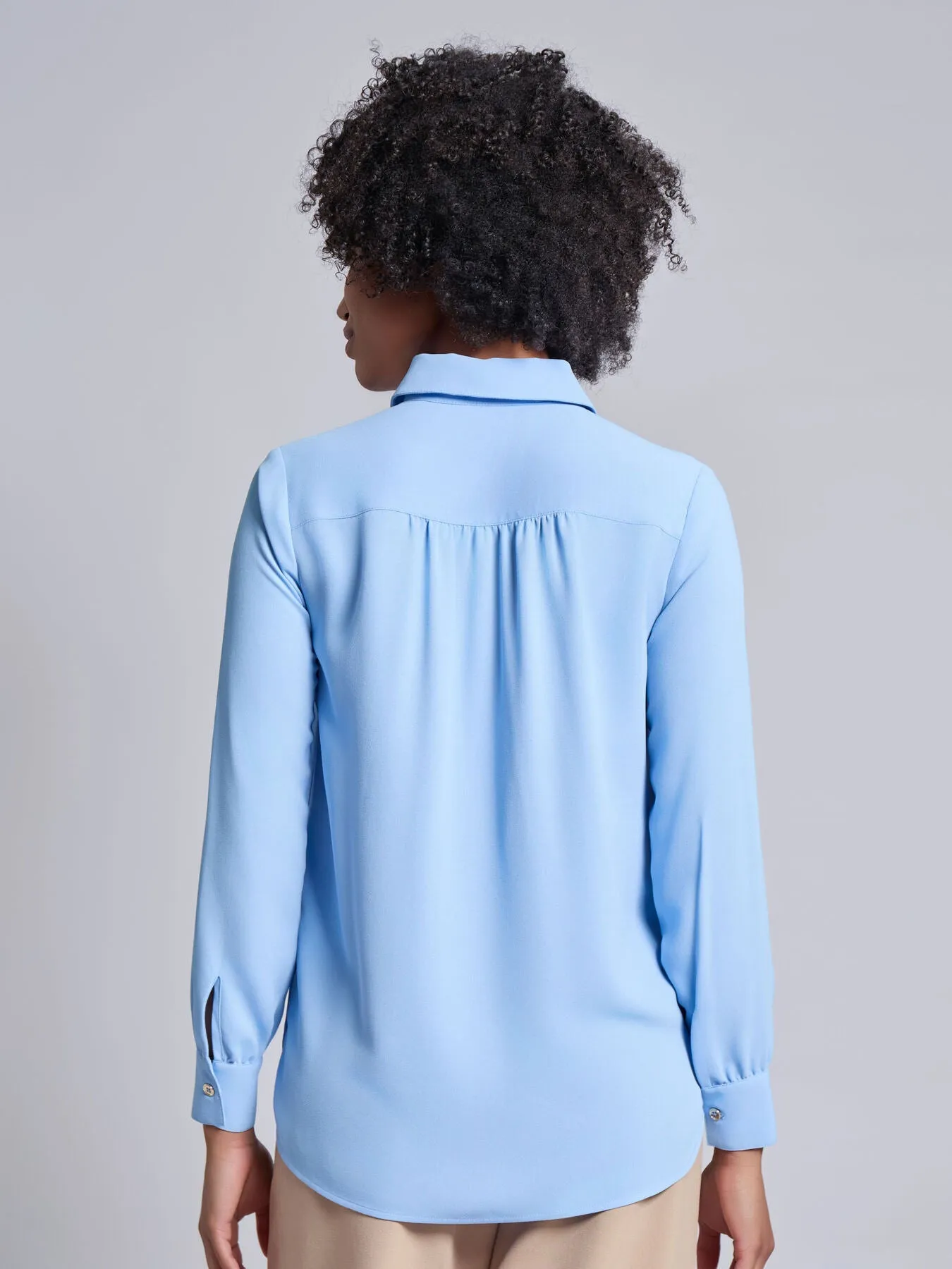 Long Sleeve Collared Popover Blouse, Crepe De Chine sold by Jones New York product image thumbnail 3