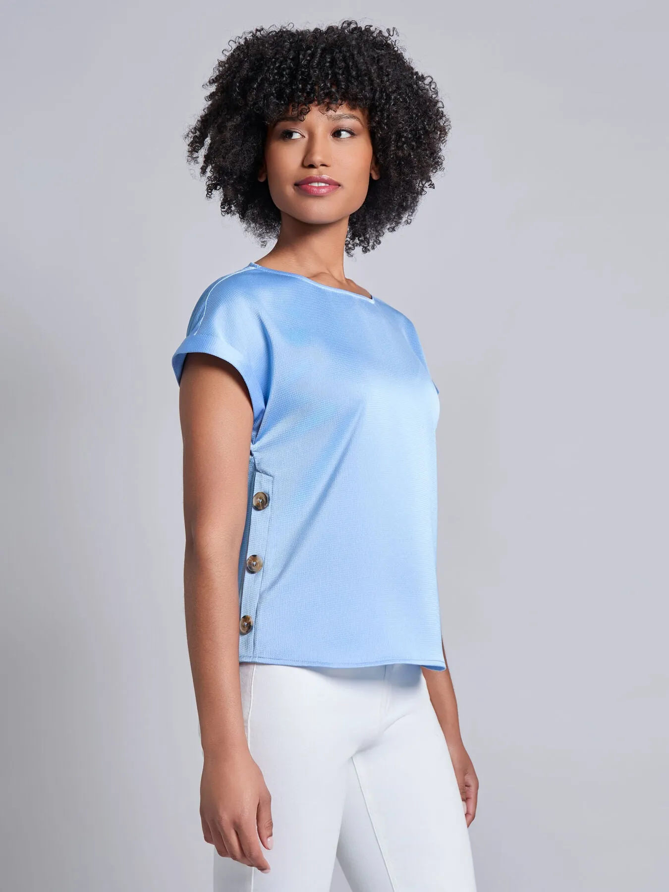 Button Detail Blouse, Hammered Satin sold by Jones New York product image thumbnail 2