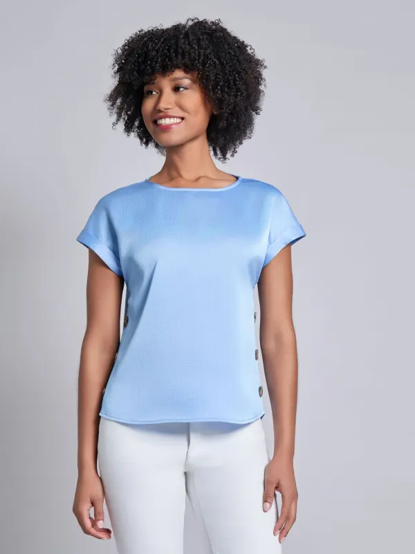 Button Detail Blouse, Hammered Satin sold by Jones New York