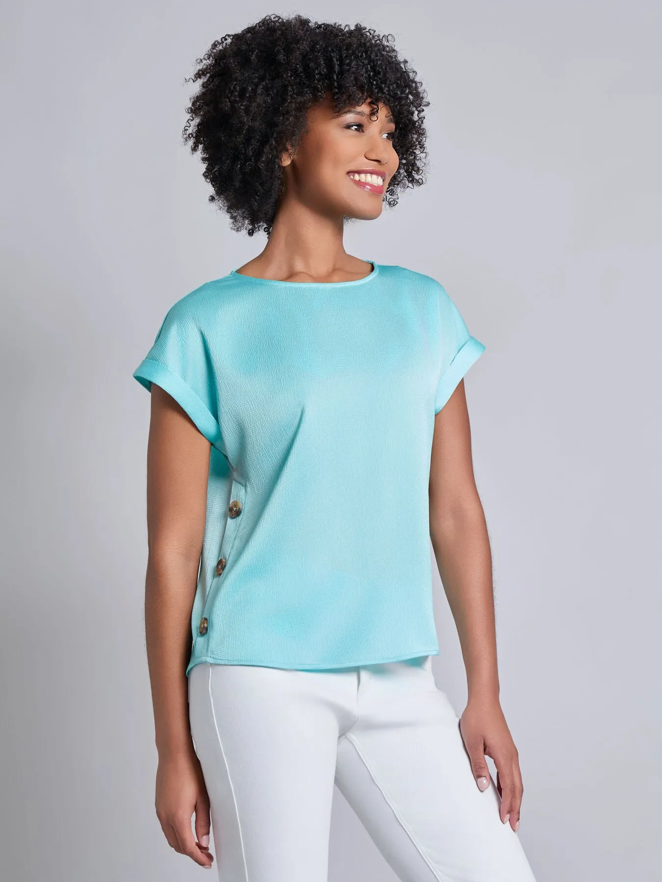 Button Detail Blouse, Hammered Satin sold by Jones New York product image thumbnail 2