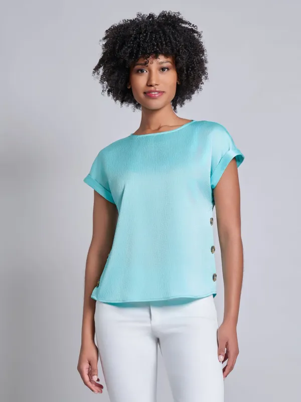 Button Detail Blouse, Hammered Satin sold by Jones New York