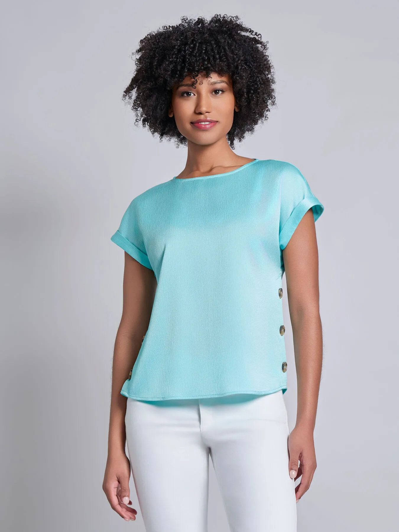 Button Detail Blouse, Hammered Satin sold by Jones New York