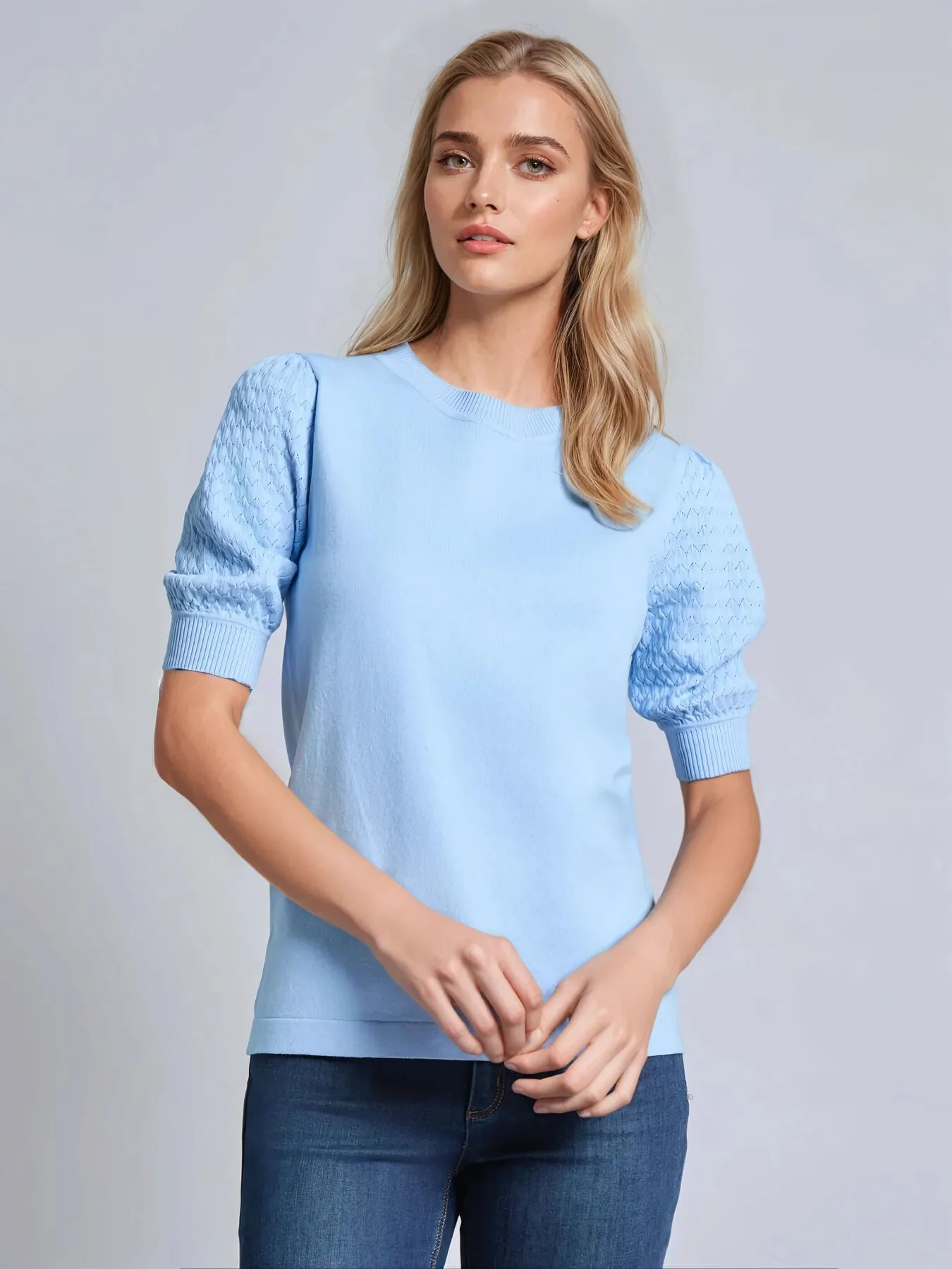 Stitch Puff Sleeve Top sold by Jones New York