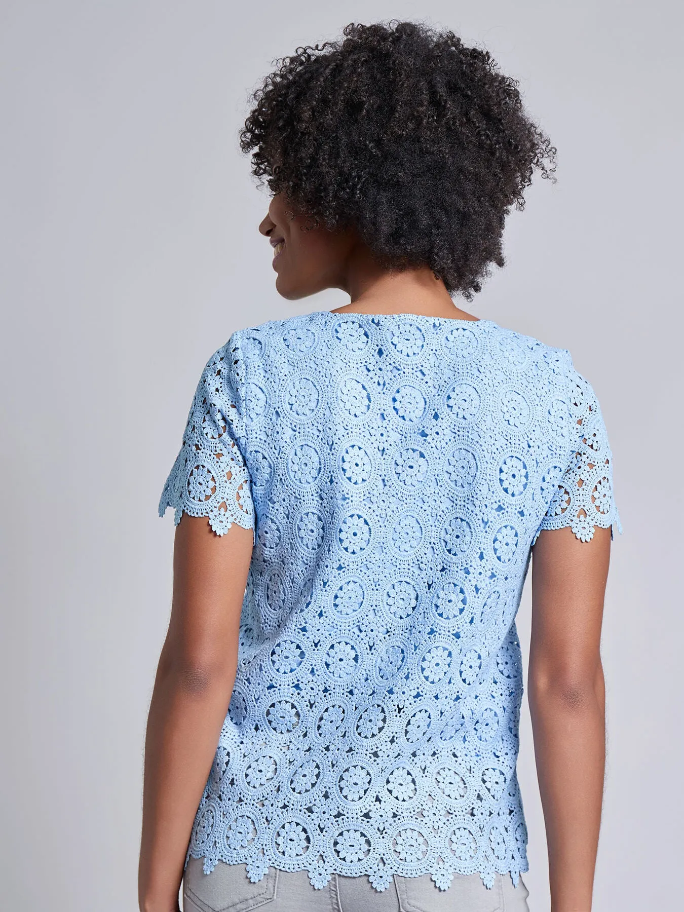 Petite Short Sleeve Lace Top sold by Jones New York product image thumbnail 3