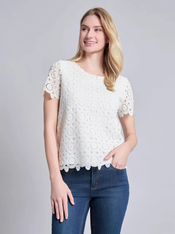 Plus Short Sleeve Lace Top sold by Jones New York