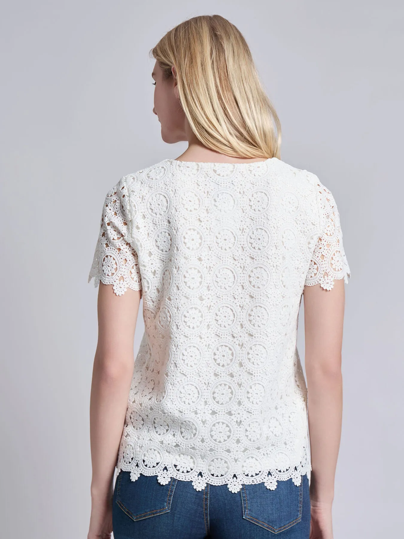 Petite Short Sleeve Lace Top sold by Jones New York product image thumbnail 4